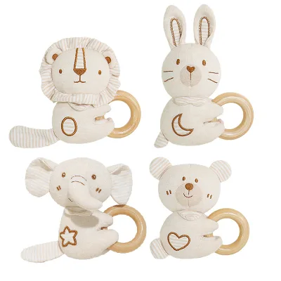 Cotton Plush Rattle Set with Bell for Babies 0-1 Years-Soft Chewable Hanging Soothing Unisex Soft Toy