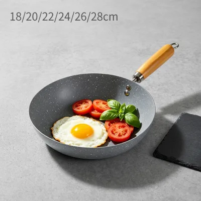 Thick Iron Bottom Non-stick Stone Pattern Frying Pan Japanese-style Hammer Pattern Wok Maifan Stone Pan Gas Induction Compatible