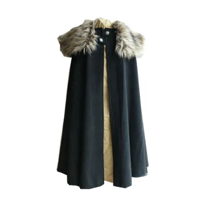 Medieval Costume Cloak Mens Winter Fur Collar Larp  Cosplay Cape Coat High Quality Gothic Women's Cloak Halloween Costume