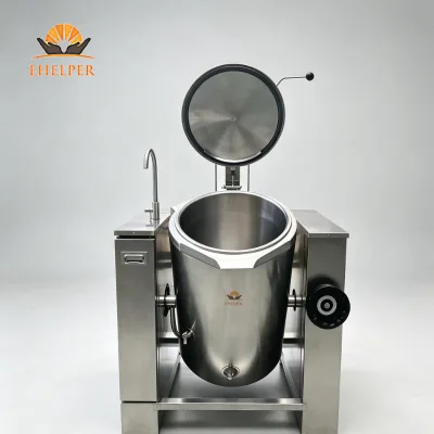 Handwheel Manual Tilting Food Boiler 3-Layer Jacketed Design Low Heat Loss Batch Production