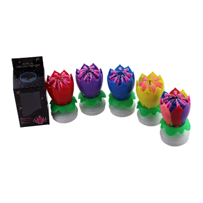 Music Rotating Birthday Flower Party Cnadle with 14 Candles