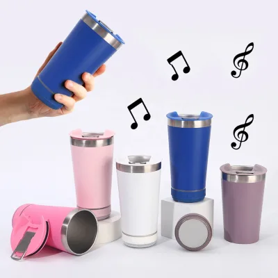 European Design Music Cup Speaker Drink Glass with Speaker Metal Stainless Steel Tumbler with Opener