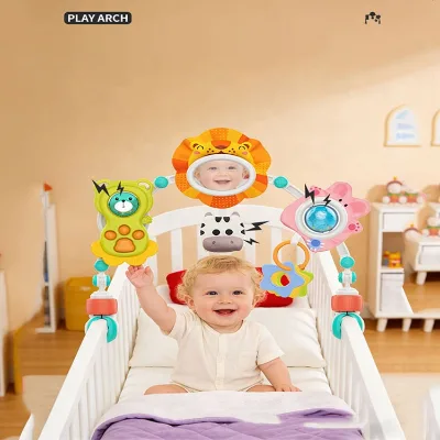 New Newborn Infant Crib Stroller Hanging Toy Car Seat Toys Adjustable Baby Mobiles with Mirror & Rattles & Teethers & Pendants