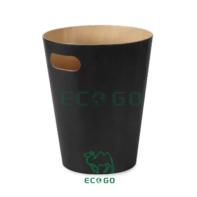 Bamboo Wooden Waste Basket Wooden Garbage Bin Container Natural Bamboo Material Trash Can for Home Office