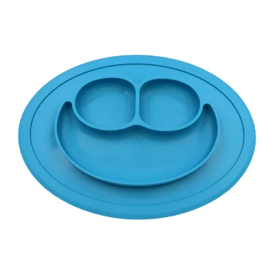 Custom High Quality Baby Food Plate Silicone Smiley Pattern Shape Silicone Baby Plate