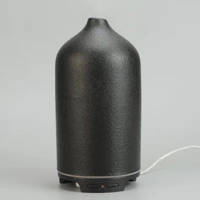 Elegant Black White Ceramic Electric Essential Oil Diffuser Ultrasonic Humidifier LED Light Remote Control for Household Use