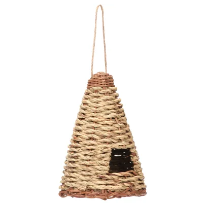 Sustainable Woven Grass Rope Bird Nest Pyramid Outdoor Garden Courtyard Simulation Bird Cage Eco-Friendly Pet Bed Decoration