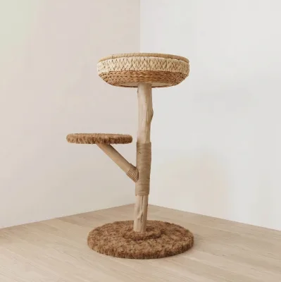 Best Selling Durable Solid Premium Brown Wood Cat Tree for Large Cats Indoor Exercise and Play