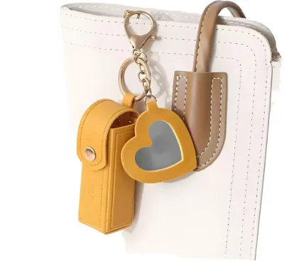 High Quality Pu Leather Keychain Hot Sell Lipstick Holder Keychain Wholesale Gift Keychain