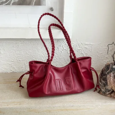 Women Soft Slouchy Oversized Shoulder Bag Double Woven Strap Large Underarm Tote Casual Daily Handbag for Work Commute&Daily Use