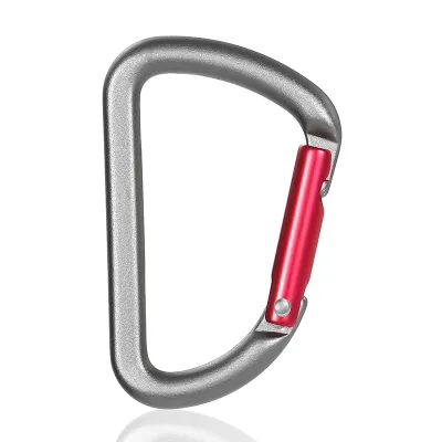 11kn D-Shaped Colorful Spring Snap Hook Climbing Aluminum Carabiner Clip With Screw for Outdoor Sports BOF7807