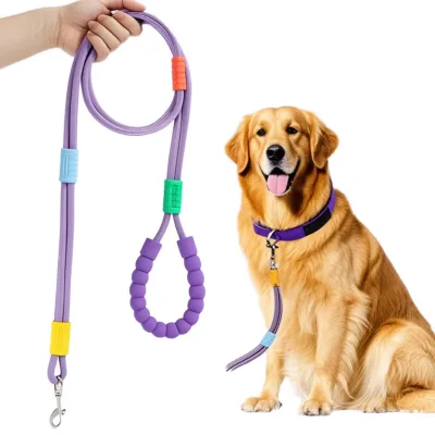 Nylon Dog Walking Leash with Feces Bag Holder Multifunctional Solid Bubble Cotton Rope Ribbon
