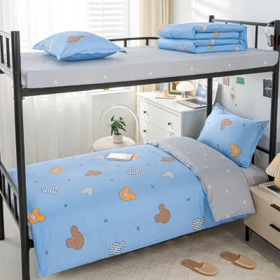 100% Cotton 13372 Cotton Single Bed Student Dormitory Four-Piece Bedding Set