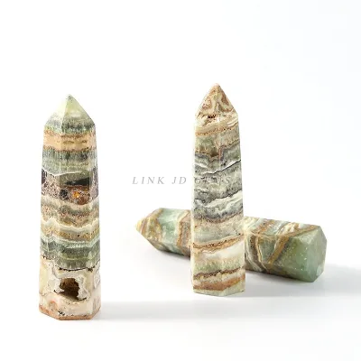 Hot Sale Natural Caribbean Stone Hexagonal Column Crystals Healing Stones Tower Point Fashion Gem Tabletop Ornament