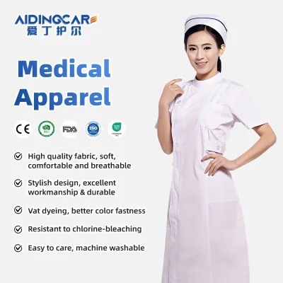Wholesale Short Sleeve Side Closure Unisex Nurse Lab Gown Hospital Use 65% Poly 35% Cotton