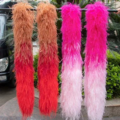 2 Tones Colors Dyed Big Fully Ostrich Feather Boa  Good Quality FSelected Prime Quality for Dance Showing Customizable Ply