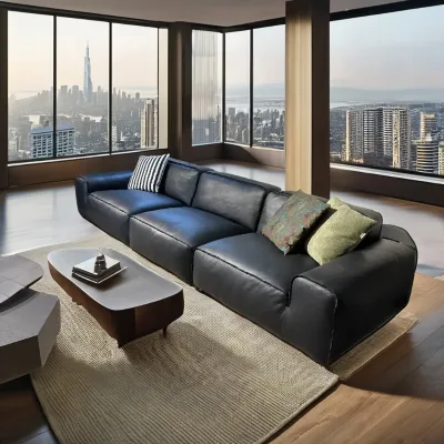 Luxury Leather Sofa Bed Black Modern Soft Living Room Nordic Modular Sectional Set Knitted Stretch Breathable