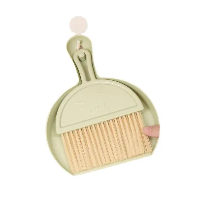 Custom Logo Mini Desktop Broom Dustpan Set Cute for Face Design Portable Durable Eco-Friendly Desk Cleaning Kit Medium