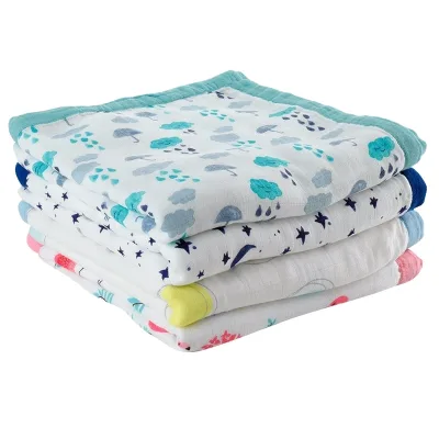 Popular 4-Layer Bamboo Cotton Rainbow Baby Muslin Quilt Kids' Bedding Blanket
