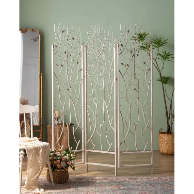 Nordic Retro Metal Living Room Screen Partition Foldable Mobile Entrance for Bedroom Sofa Corner Simple Decorative Background