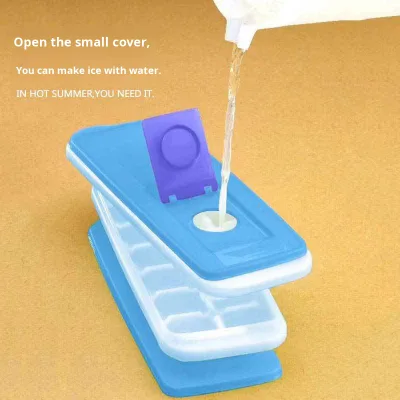 Eco-friendly Plastic Refillable Transparent Ice Cube Tray with Lid for Home Use