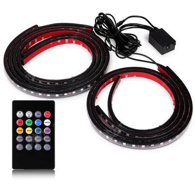 4PCS 90*120cm Led RGB Underbody Light Strip With Remote Music Sound Control Under Car Tube System Auto Atmosphere Light Kit
