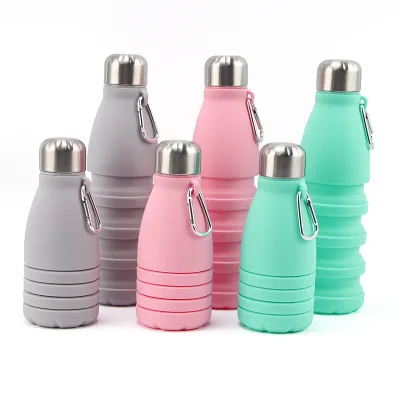 Reusable 550ml Foldable Sport Water Bottle Leak Proof Travel Bottle Collapsible Silicone Water Bottle