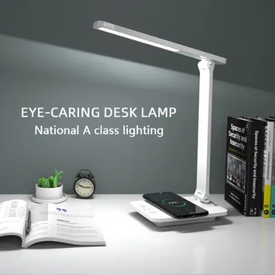 LED Reading Desk Lamps Table Lamp with USB port Dimming Eye-Caring LED Desk Lamp with Fast Wireless Charger