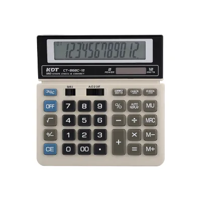 Custom 12-Digit Digital Solar Calculator 120-Step Battery-Powered Plastic Device with Autoplay Feature for School Use