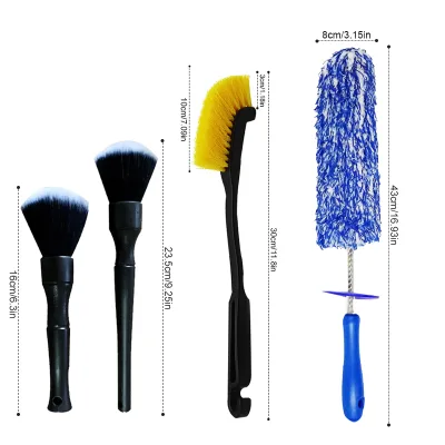 4Pcs Microfiber Wheel Cleaning Brush Detailing Brush Tire Extension Car Cleaning Set