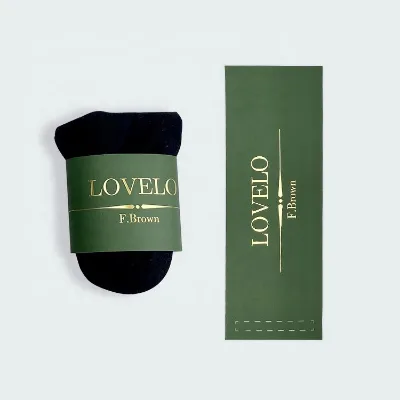 Custom Cardboard Printing Scarves Bath Towel Bundle Wrap Paper Sock Packaging Label for Socks