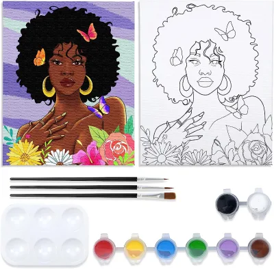 Wholesale African Style Custom Picture DIY Oil Painting by Numbers Kits With Frame Handmade Drawing Paint by Numbers for Adults