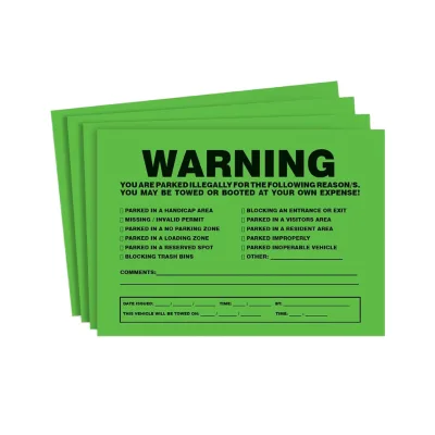 Jubaolong Custom 200 Sheets 8x5 Waterproof Eco-Friendly Paper Rectangular Super Sticky No Parking Violation Stickers Bad Parking