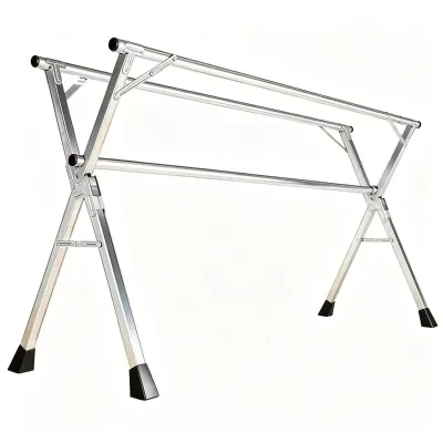 X-shaped Stainless Steel Floor-standing Retractable Garment Rack Folding Clothes Drying Rack for Outdoor Balcony