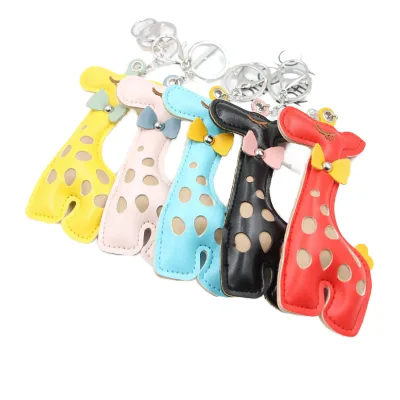 Giraffe Keychain PU Leather Bag Charm, Custom Giraffe Backpack Handbag Car Pendant Personalized Leather Bag Accessories