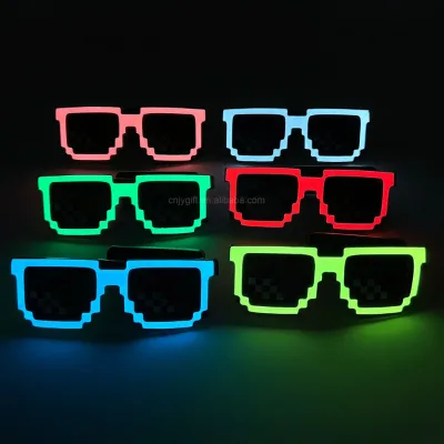 Rave Party Halloween Christmas Graduation Birthday Novelty Colorful LED Mosaic Flashing Sunglasses Luminous Glowing Eyewear