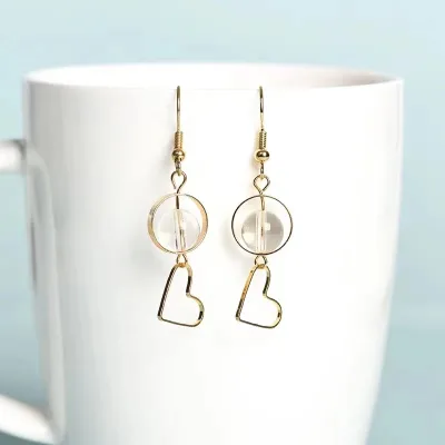 Natural Crystal Beads love Earrings Creative Simple Atmosphere Handmade Earrings