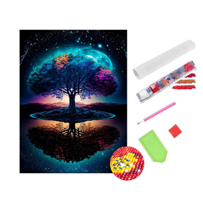 Wholesale Diy Diamond Painting Kit Big Tree at Night Mosaic Picture of Rhinestone 5D Diamond Painting for Wall Decor