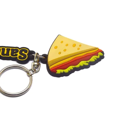 Personalized Custom PVC Pizza Keychain, Customized Rubber Set Sandwiches Hamburger Keychains