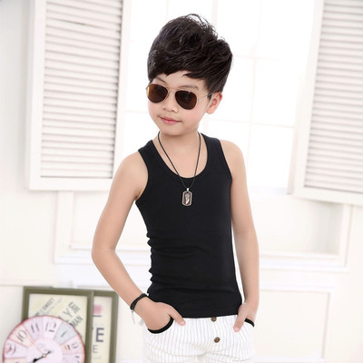 Factory Kids Underwear Breathable Cotton Solid Color Young Boys Sleeveless Vest for Boys