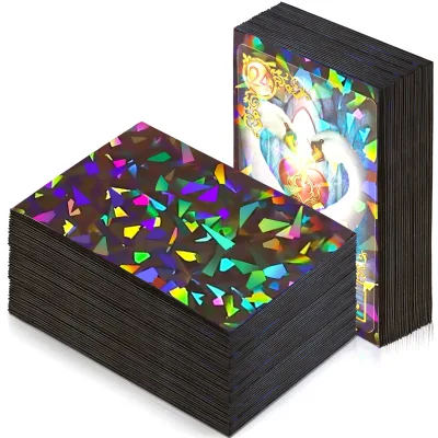 Custom Logo Printing Holographic Kpop Laser Flashing Black Trading Card Sleeves Durable Matte PP Fit for Game Sports Cards