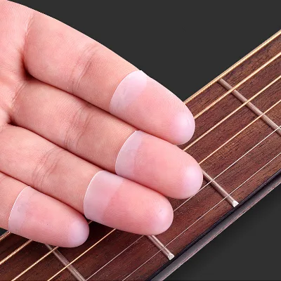 Guitar Finger Pain Protection Set 4 PCS Durable Silicone Fingertip Covers Customized Logo for Left Hand String Pressing Guitar