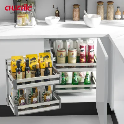 Kitchen Cabinet Storage Rack Magic Corner Sliding Line Shelf Kitchen Reception Blind Corner