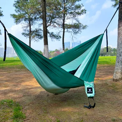 Outdoor Nylon Hammock Portable Camping Swing Chair Lightweight Parachute Hammock With Carry Bag Beach Garden Travel Use