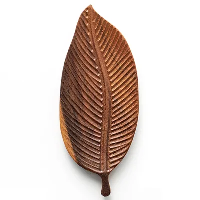 Walnut Wood Leaf-shaped Tea Snack Plate, Household Wooden Tea Tray, Solid Wood Dry Tea Tray, Teacup Tray, Elegant Wooden Style