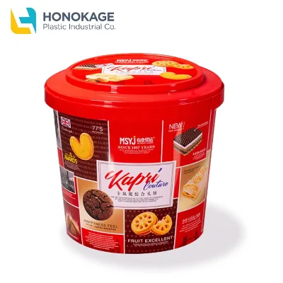 Eco-friendly IML 1.25gallon Round pp Food Container Custom Biscuit Cookie Box Packaging Plastic Cookie Container