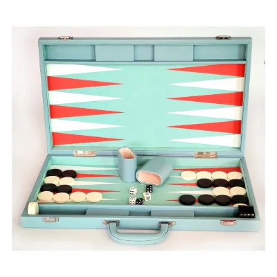 Adult Strategy Players Big Size Backgammon Set Faux Leather Briefcase Style Holiday Gift Factory Supply
