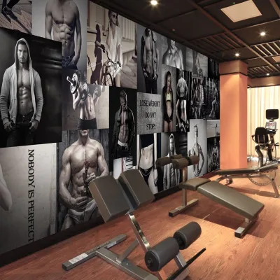 Custom Waterproof 3D Gym Wall Decor Mural for Household Use-Fitness Sport Photos