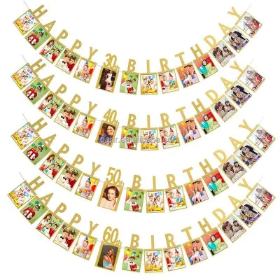 Happy 30th 40th 50th 60th Birthday Photo Picture Banner Birthday Party Decorations Supplies