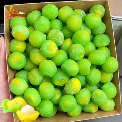 Green Lime Flavor Fun Peeled Fruit Jelly Sugar Coating Lemon Gummy Bulk Super Sour Candy Snacks Wholesale